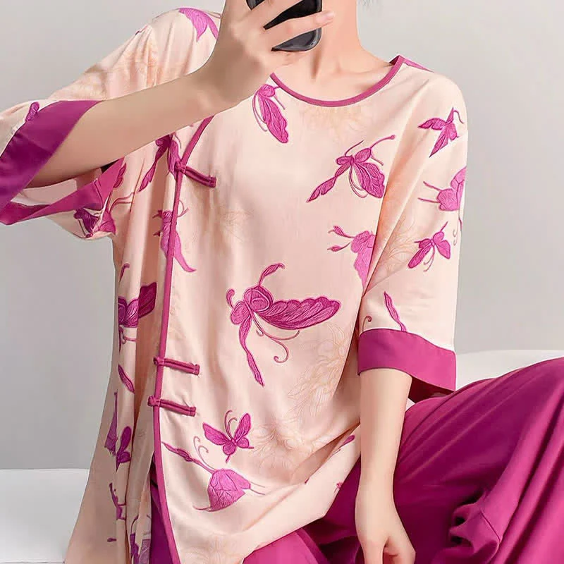 Artsitic Butterfly Loungewear-Set im östlichen Stil