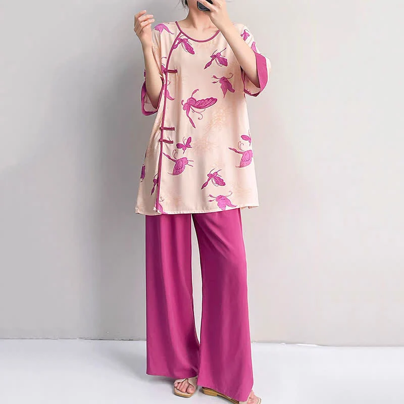 Artsitic Butterfly Loungewear-Set im östlichen Stil