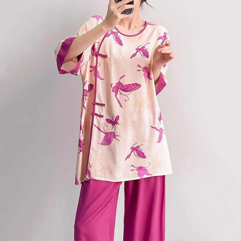 Artsitic Butterfly Loungewear-Set im östlichen Stil