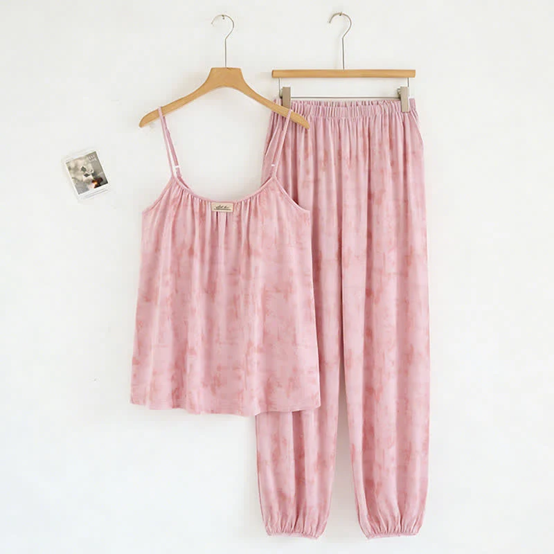 Künstlerisch von Aquarell inspirierte Baumwoll-Nachtwäsche: Camisole und Hose