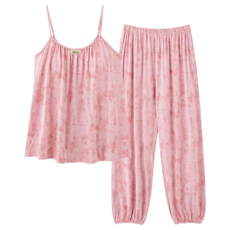 Künstlerisch von Aquarell inspirierte Baumwoll-Nachtwäsche: Camisole und Hose