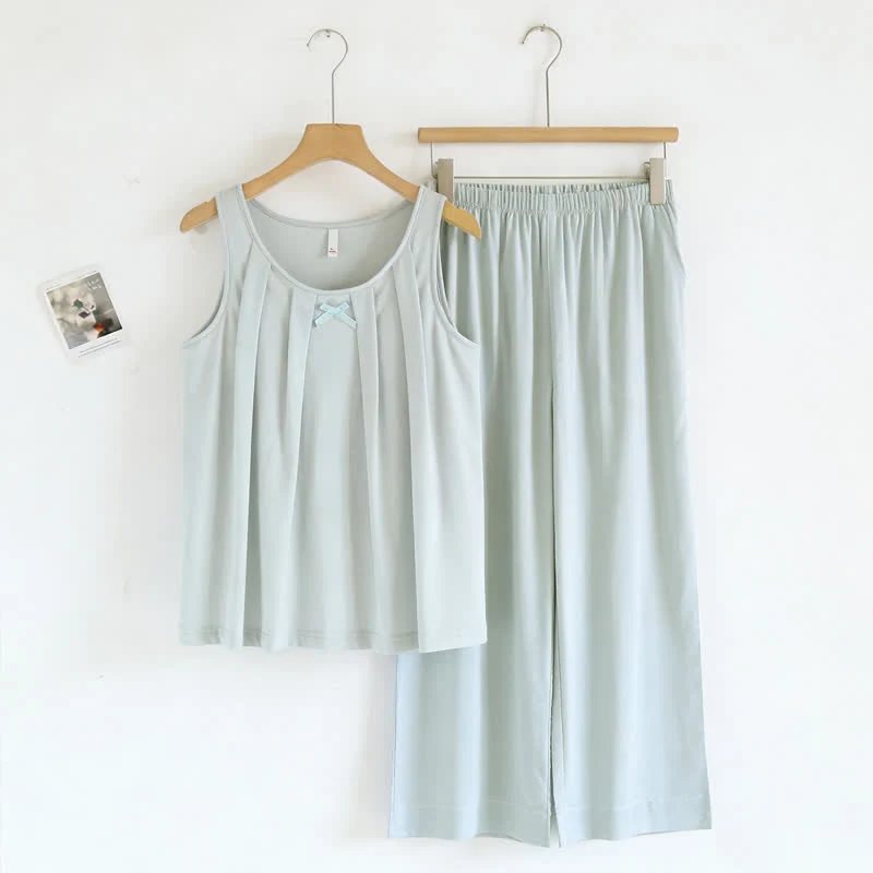 Schlafanzug aus einfarbigem Baumwoll-Tanktop und Hose