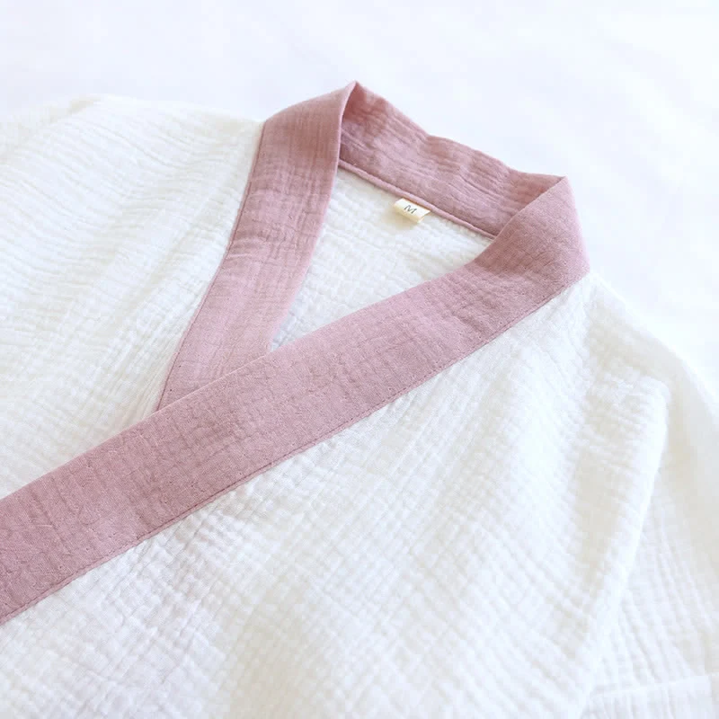 Japanischer Baumwollgaze-Pyjama-Set mit kurzen Ärmeln