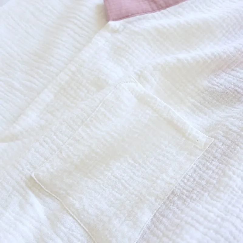 Japanischer Baumwollgaze-Pyjama-Set mit kurzen Ärmeln