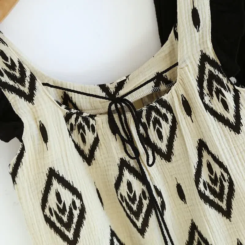 Boho-Pyjama-Set aus Baumwollgaze mit flatternden Ärmeln