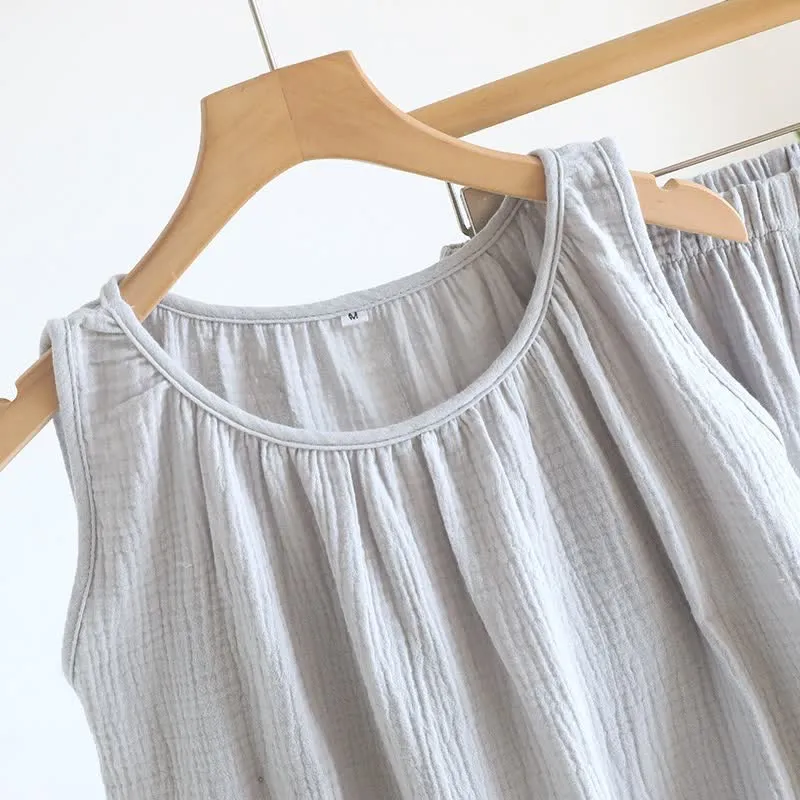 Set aus Tanktop und Shorts aus doppellagigem Baumwollgewebe