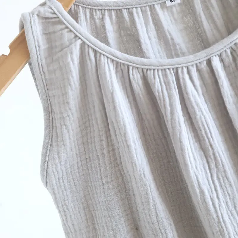 Set aus Tanktop und Shorts aus doppellagigem Baumwollgewebe