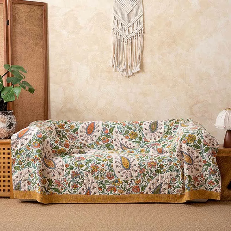 Wendbare Sofadecke aus Baumwollgaze mit Paisley- und Blumenmuster