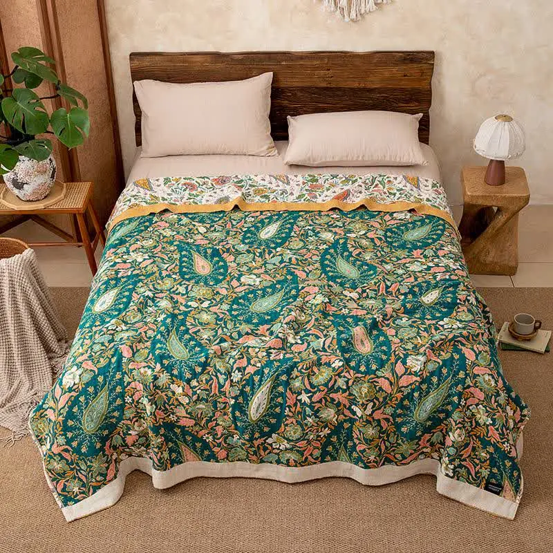 Wendbare Sofadecke aus Baumwollgaze mit Paisley- und Blumenmuster