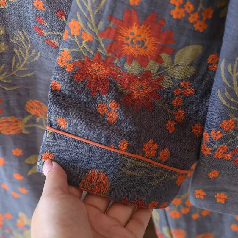 Vintage-inspirierter Pyjama aus Baumwollgaze mit Blumenmuster