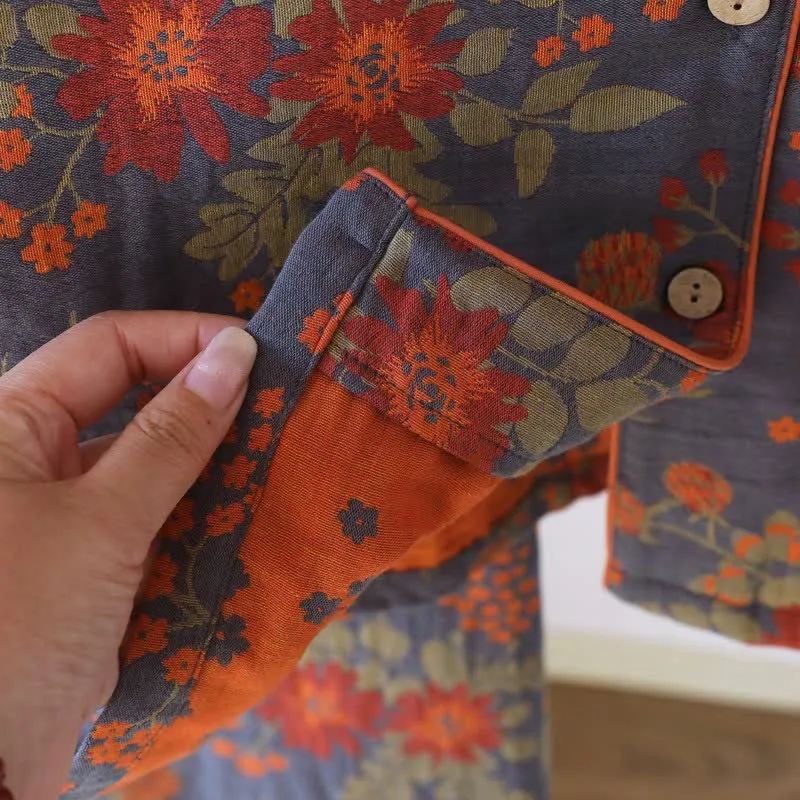 Vintage-inspirierter Pyjama aus Baumwollgaze mit Blumenmuster