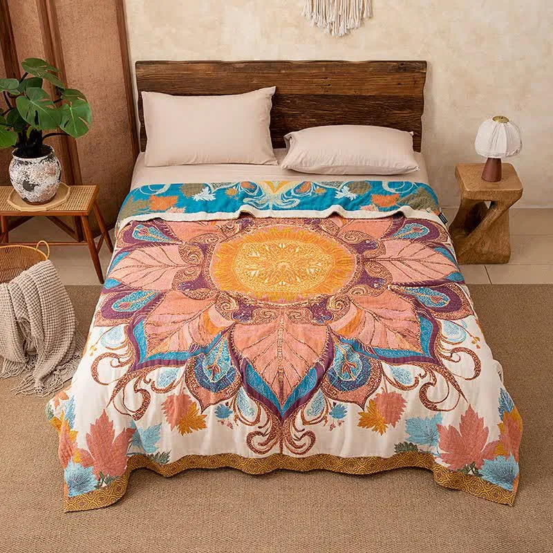 Retro-Stil-Steppdecke aus Baumwolle mit Blumenmuster