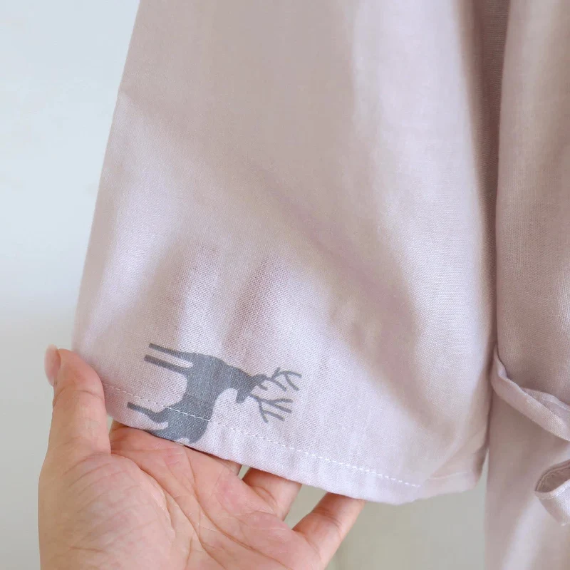 Kimono-Set aus Baumwollgaze mit Hirschmotiv