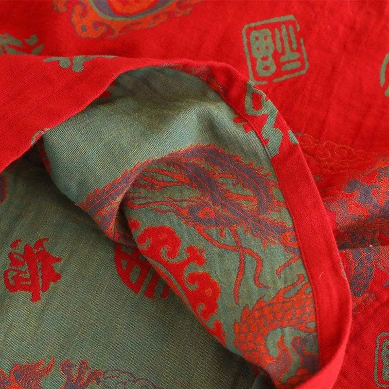 Glückverheißendes Baumwoll-Pyjama-Set mit Stehkragen