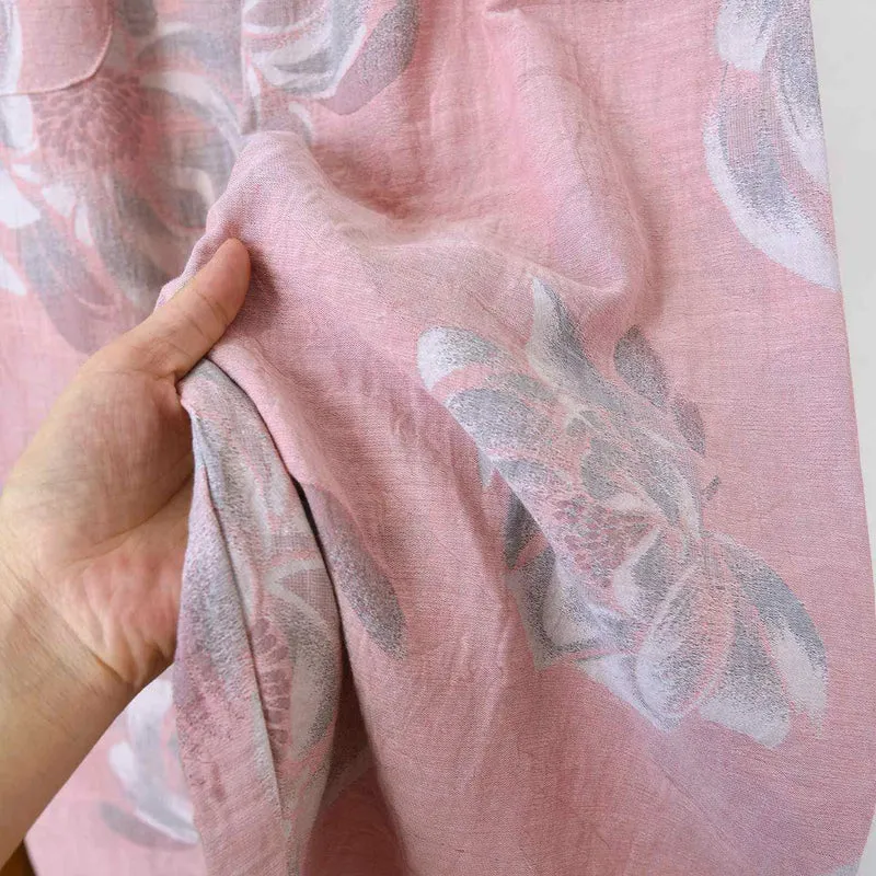Baumwoll-Pyjama-Set mit Pfingstrosenmuster und Stehkragen