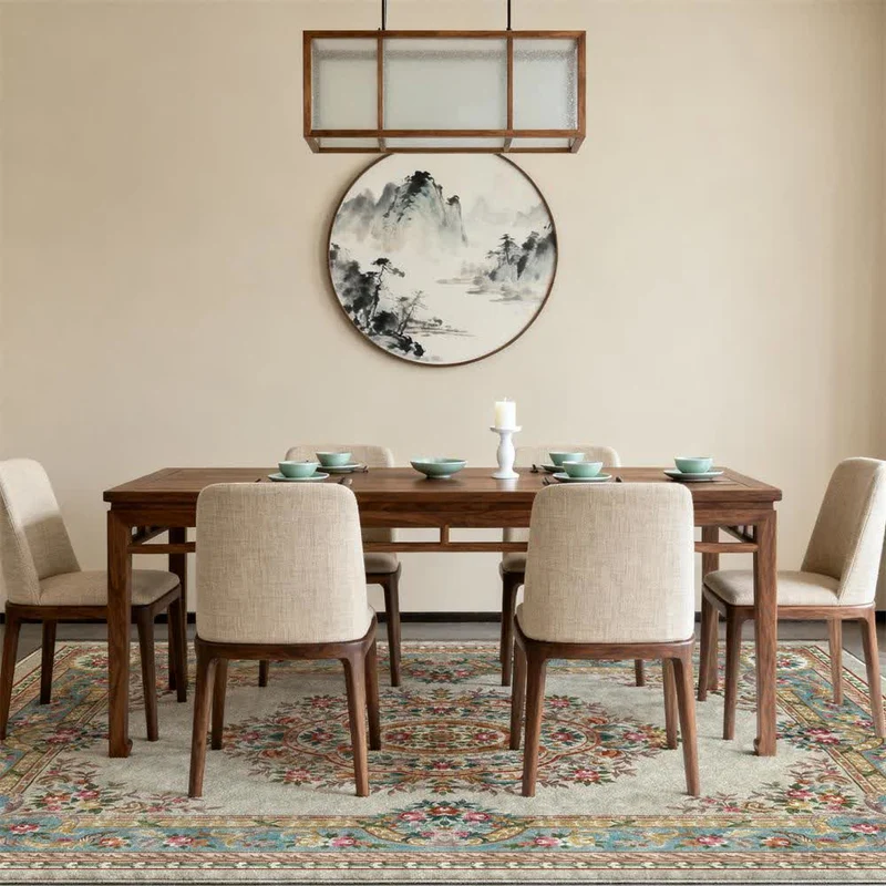 Eleganter Teppich im französischen Schlossstil mit Blumenmuster
