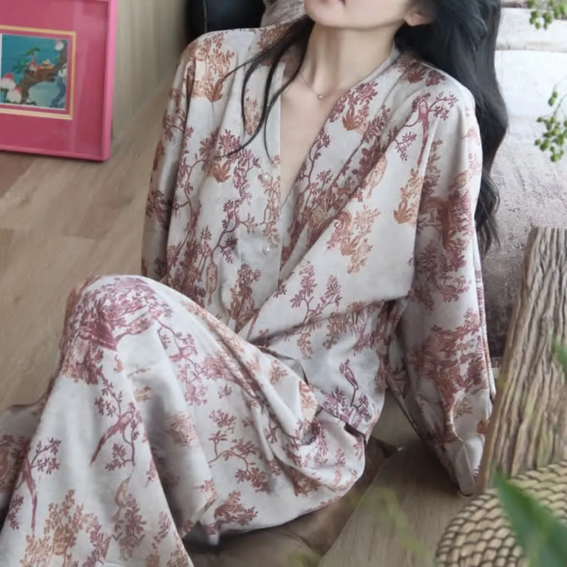 Pyjama-Set mit botanischem Vintage-Print