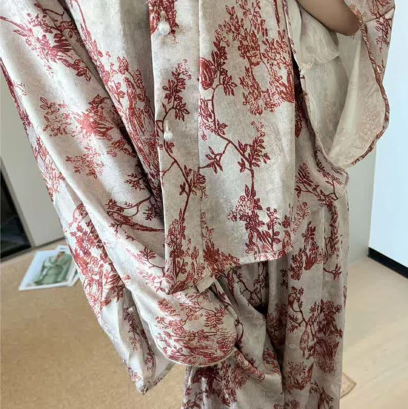Pyjama-Set mit botanischem Vintage-Print