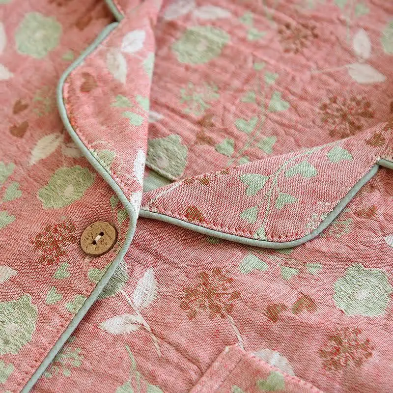 Pyjama-Set aus Baumwolle im Vintage-Stil mit Rosenjacquardmuster