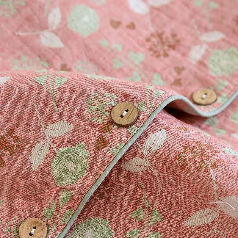 Pyjama-Set aus Baumwolle im Vintage-Stil mit Rosenjacquardmuster