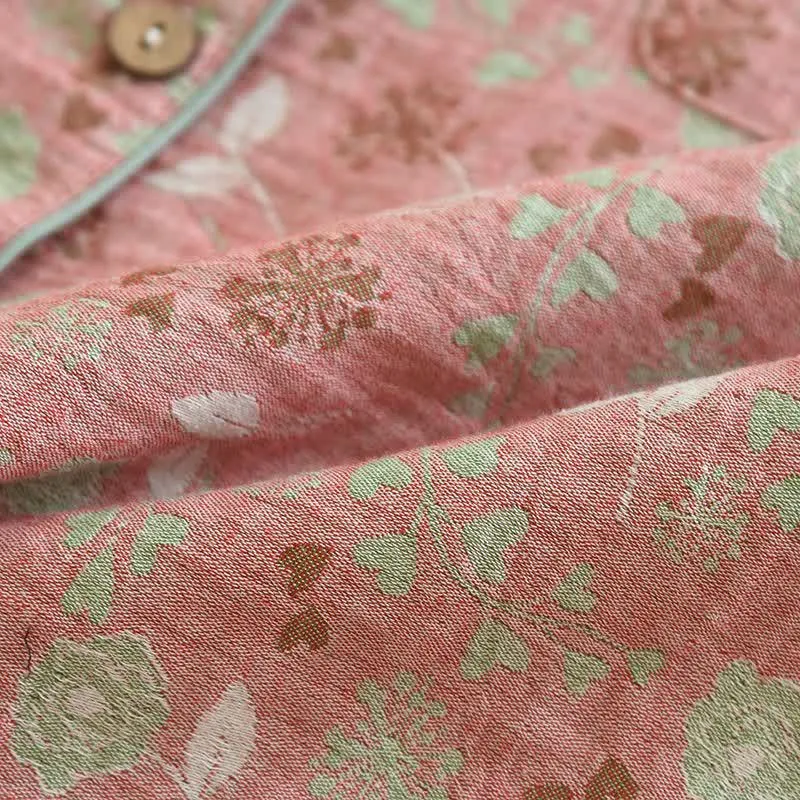 Pyjama-Set aus Baumwolle im Vintage-Stil mit Rosenjacquardmuster