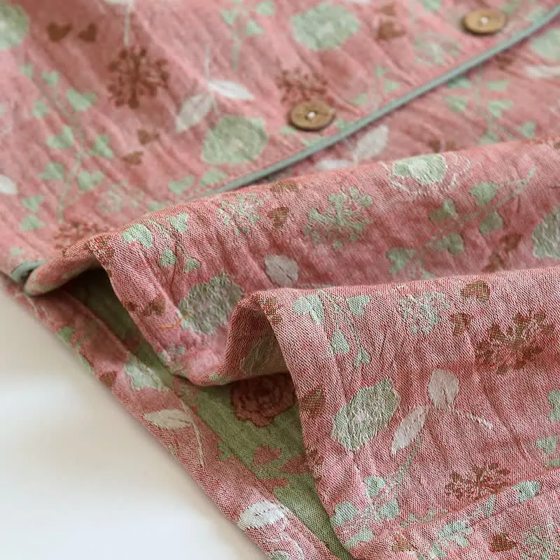 Pyjama-Set aus Baumwolle im Vintage-Stil mit Rosenjacquardmuster