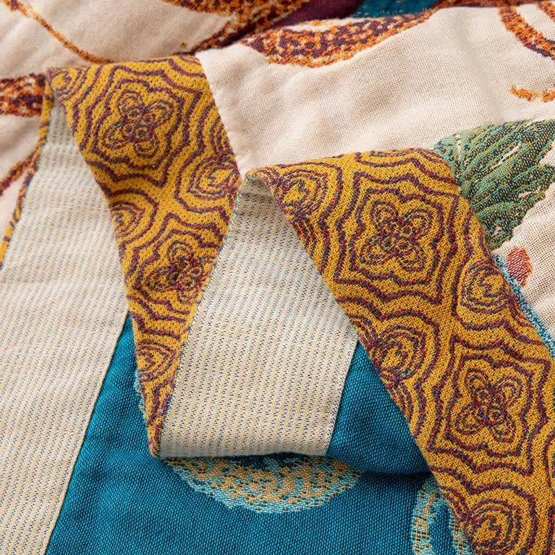 Sofadecke aus Baumwolle im Retro-Stil mit Blumenmuster