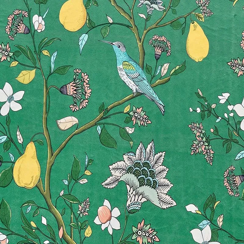 Vintage-Gardine im Landhausstil mit Vogel- und Blumenmotiven