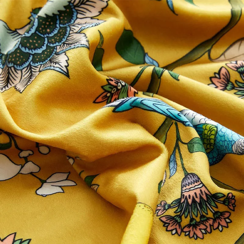 Vintage-Gardine im Landhausstil mit Vogel- und Blumenmotiven
