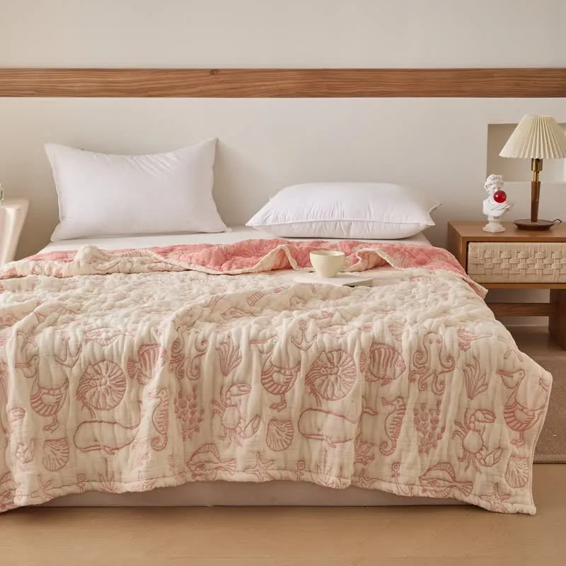 Quilt aus Baumwollgaze mit Meeresmotiven