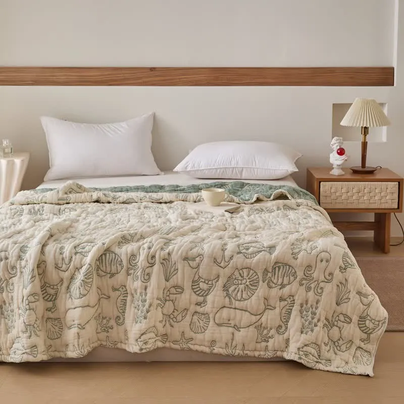 Quilt aus Baumwollgaze mit Meeresmotiven