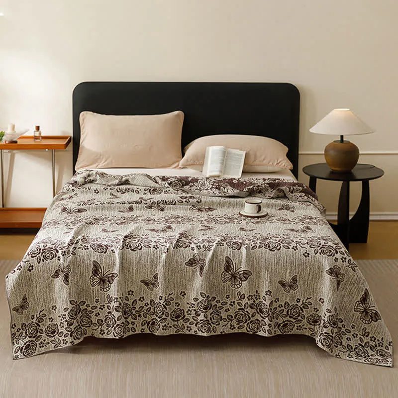 Cottage Floral Butterfly Steppdecke aus reiner Baumwolle