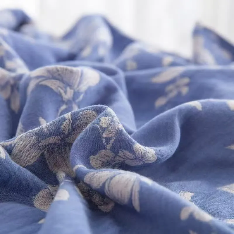 Bettwäsche-Set „Blue Lily“ aus Baumwollgaze (4-teilig)