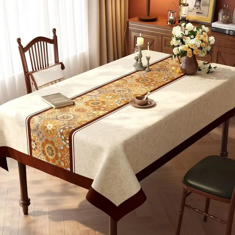 Boho-Tischdecke im marokkanischen Fliesen-Patchwork-Stil