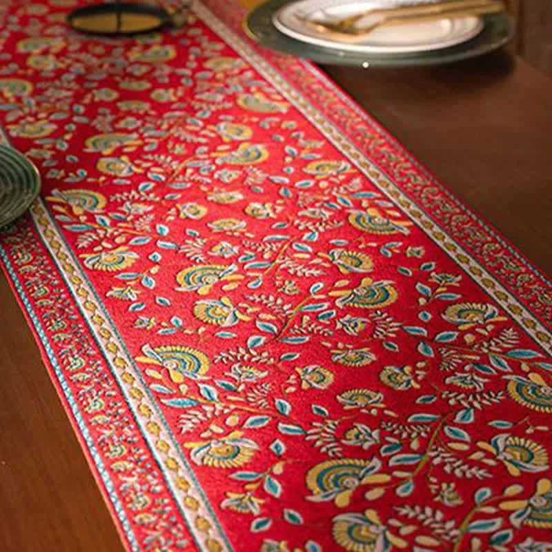 Tischläufer mit Vintage-Ast-Jacquardmuster und Quasten