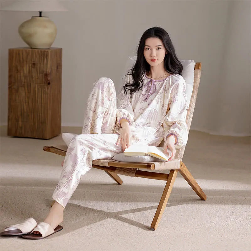 Botanisches, niedliches Kaninchen-Baumwoll-Loungewear-Set