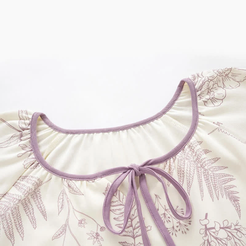 Botanisches, niedliches Kaninchen-Baumwoll-Loungewear-Set