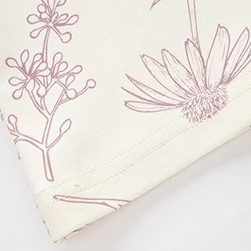Botanisches, niedliches Kaninchen-Baumwoll-Loungewear-Set