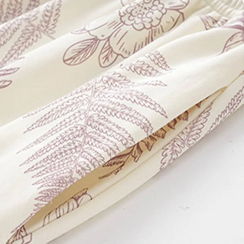 Botanisches, niedliches Kaninchen-Baumwoll-Loungewear-Set