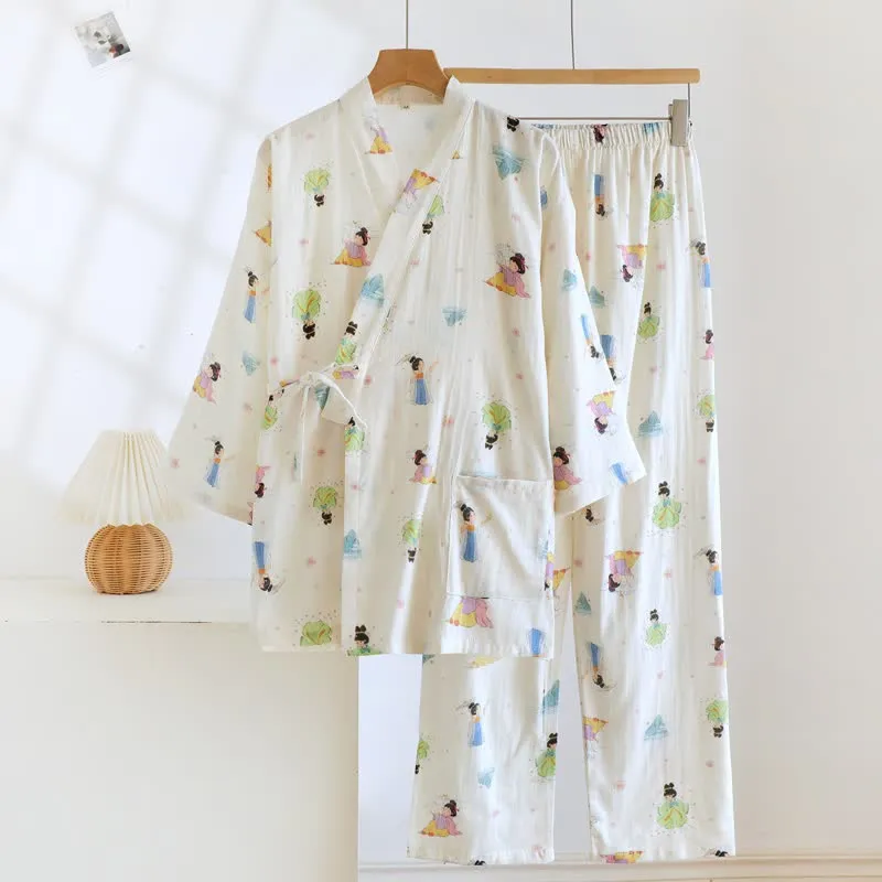 Orientalischer Cartoon-Prinzessinnen-Baumwollkimono-Pyjama