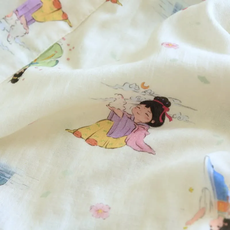 Orientalischer Cartoon-Prinzessinnen-Baumwollkimono-Pyjama