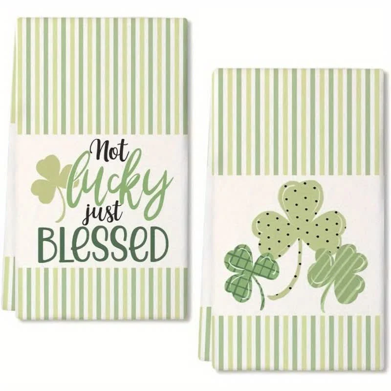 Küchenhandtücher mit Kleeblattstreifen zum St. Patrick's Day (2 Stück)