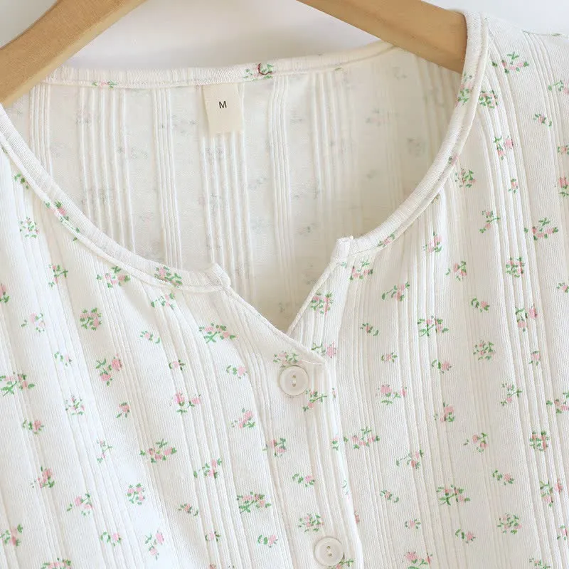 Pyjama-Set aus Baumwoll-Jacquard mit ländlichem Blumenmuster