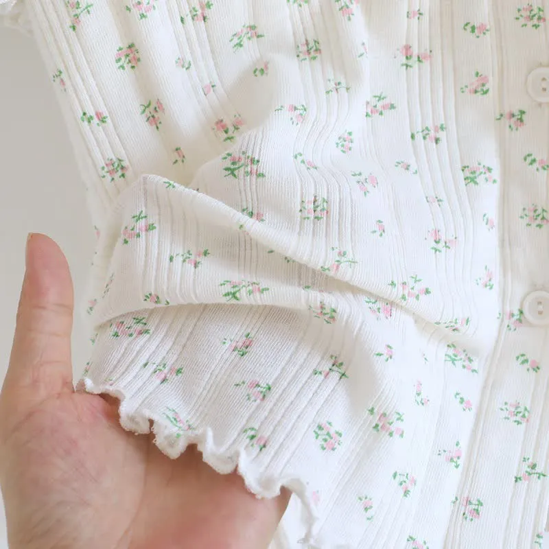 Pyjama-Set aus Baumwoll-Jacquard mit ländlichem Blumenmuster