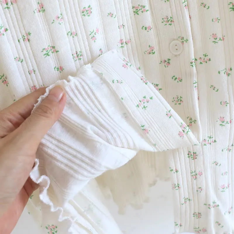 Pyjama-Set aus Baumwoll-Jacquard mit ländlichem Blumenmuster