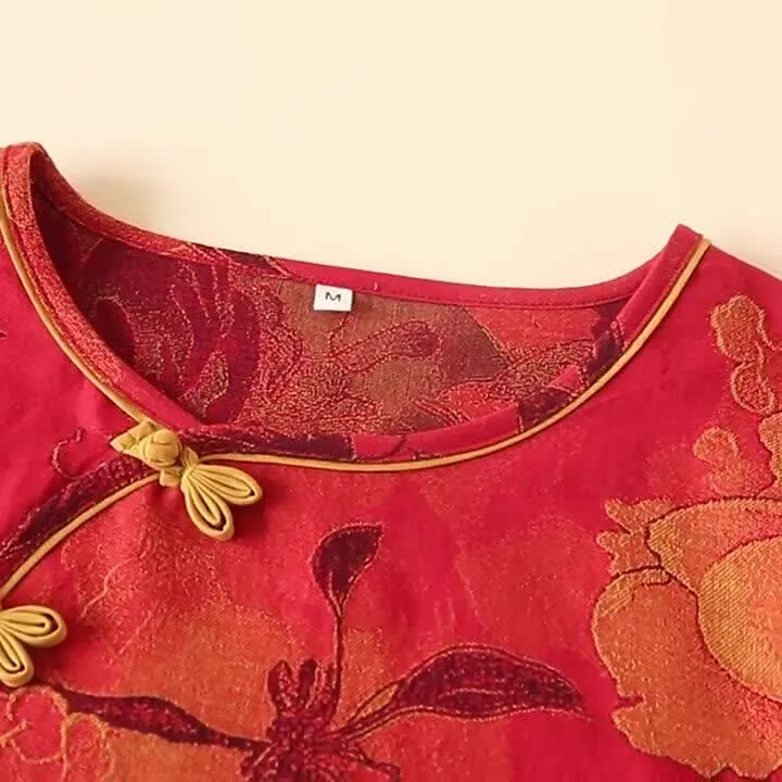 Luxuriöses Pyjama-Set aus reiner Baumwolle mit Pfingstrosenmuster