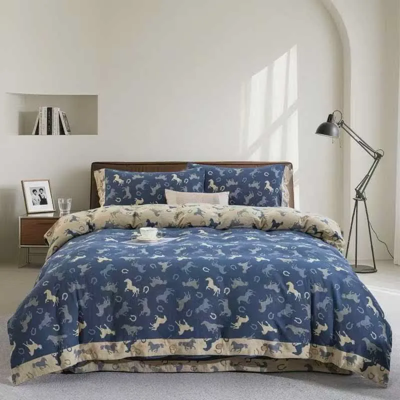 Bettwäsche-Set „Whimsical Pony“ aus Baumwollgaze (4-teilig)
