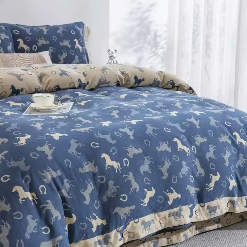 Bettwäsche-Set „Whimsical Pony“ aus Baumwollgaze (4-teilig)
