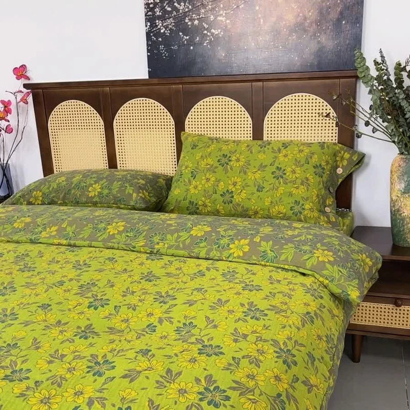 Bettwäsche-Set „Country Gardenia Floral“ aus Baumwollgaze (4-teilig)