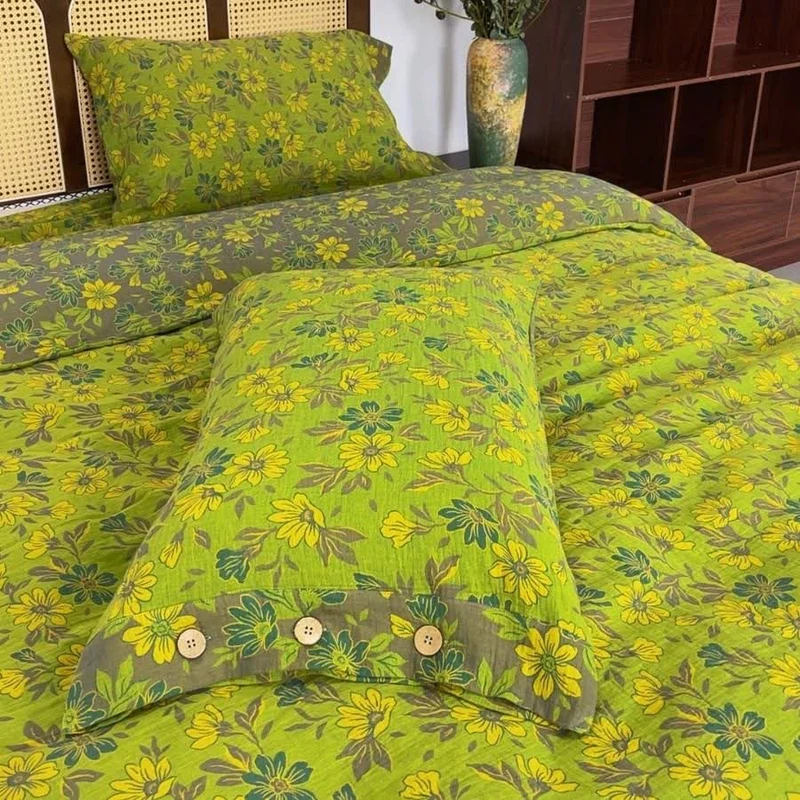 Bettwäsche-Set „Country Gardenia Floral“ aus Baumwollgaze (4-teilig)
